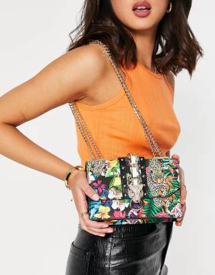 Aldo Rheana Crossbody Bag In Wildlife Print With Panther Detailmulti