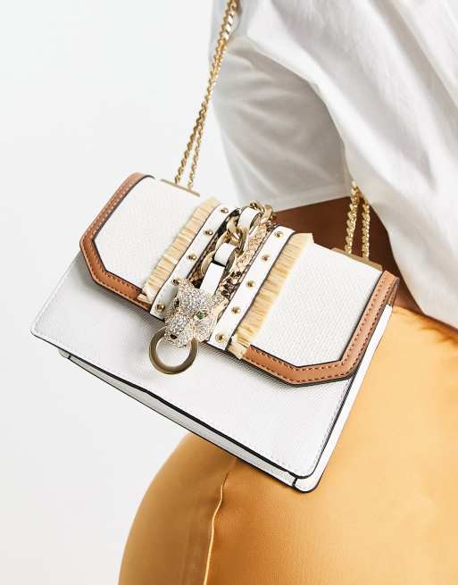 ALDO - Rheanastraw - Borsa a tracolla crema con tigre
