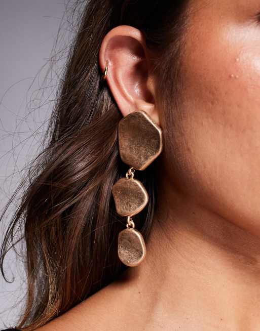 ALDO rheya statement brushed drop earrings in gold
