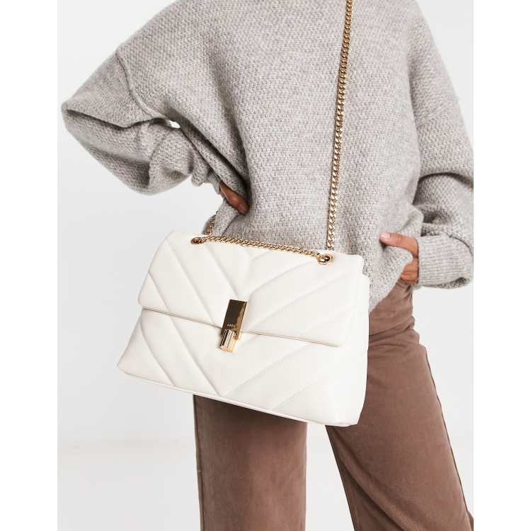 ALDO Rhiladia large quilted cross body bag in white ASOS