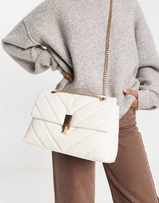 ALDO Rhiladia large quilted cross body bag in white ASOS