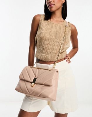 ALDO Rhiladia quilted crossbody bag in beige and gold