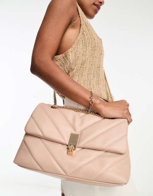 ALDO Rhiladia quilted crossbody bag in beige and gold