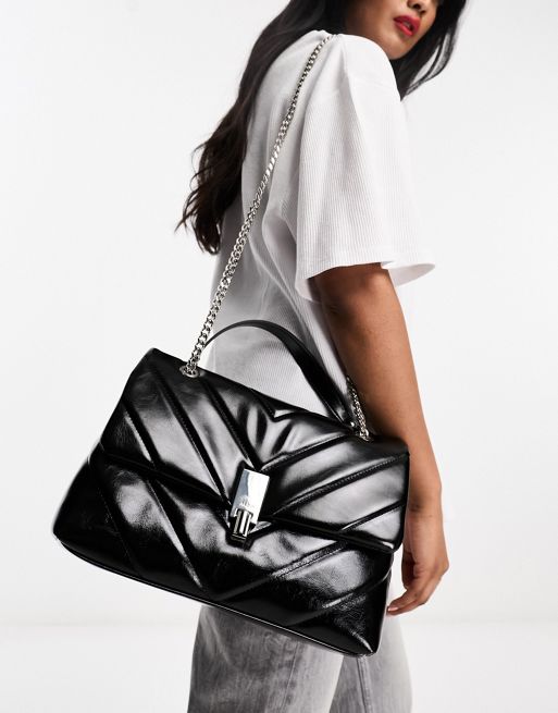 ALDO Rhiladia quilted crossbody bag in black and silver | ASOS