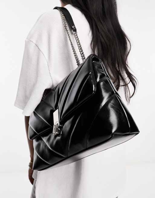 ALDO - Rhiladia - Sort crossbody-taske med vatteringer og sølvfarvet spænde, 3 af 4