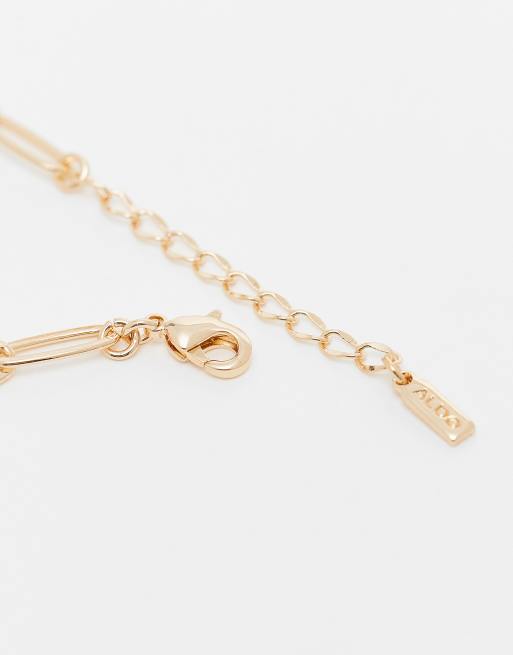 ALDO - Rhiladiaa - Confezione da 2 bracciali tonalità oro e turchese con charm con quadrifogli, 3 di 3