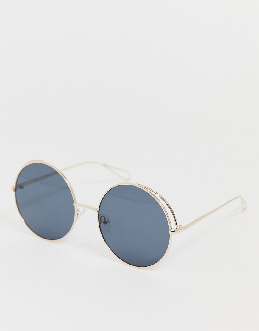 Aldo - Ronde zonnebril met draaddetail-Goud