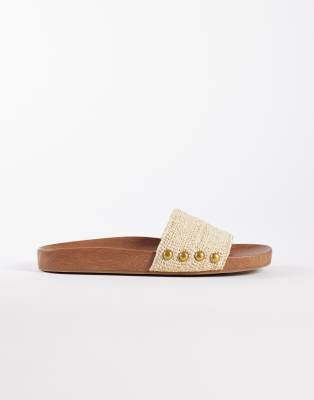 Aldo Rooted Flat Sandals In Nude
