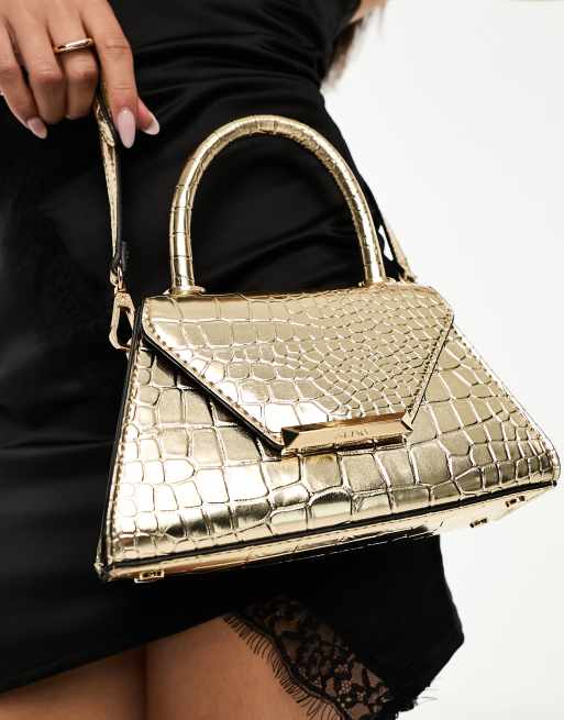 ALDO - Rotana - Borsa oro metallizzato effetto coccodrillo con manico in alto, 2 di 4