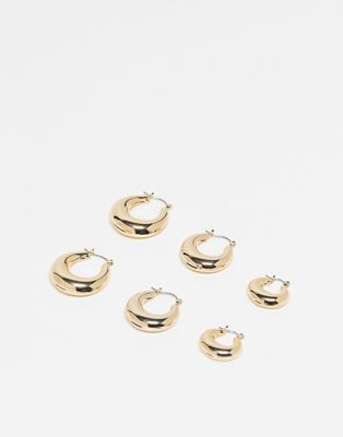 ALDO Rothorn multipack of chubby hoop earrings in gold