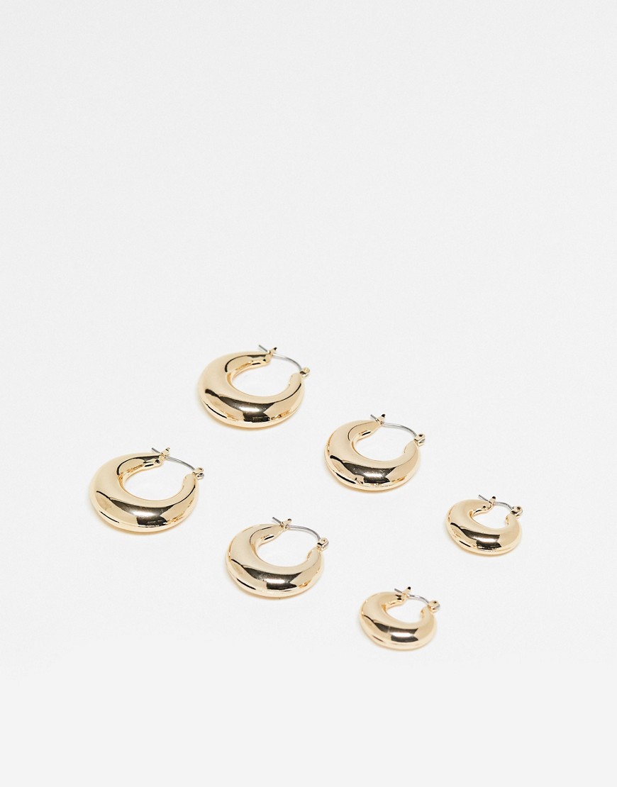 ALDO Rothorn multipack of chubby hoop earrings in gold