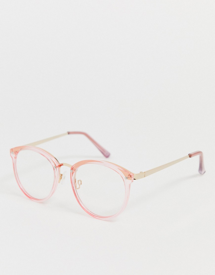 Aldo Round Frame Clear Lens Glasses-Pink