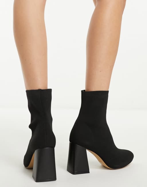 ALDO Rowallan mid heel ankle boots in black knit ASOS