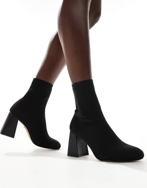 ALDO Rowallan mid heel ankle boots in black knit - view 1