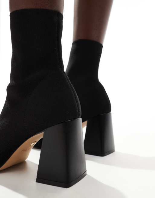 ALDO Rowallan mid heel ankle boots in black knit , 2 of 4