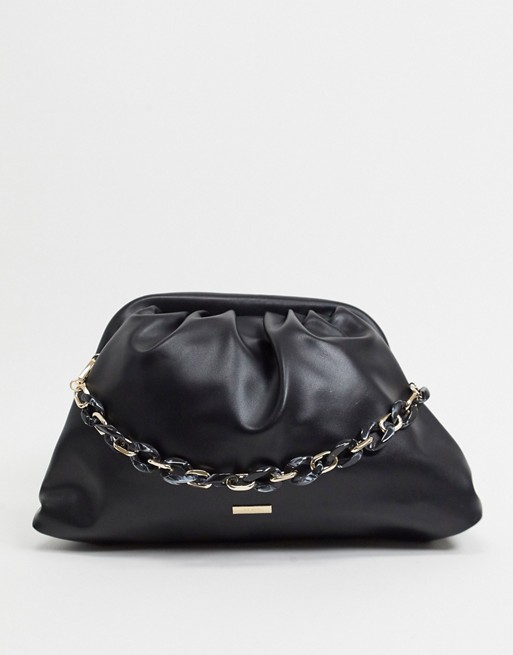 ALDO Sabu slouch clutch bag with chain handle in black