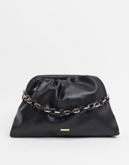 ALDO Sabu slouch clutch bag with chain handle in black