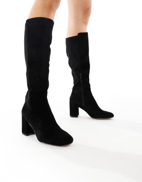 ALDO – Satori – Svarta, knähöga läderboots med blockklack - view 1