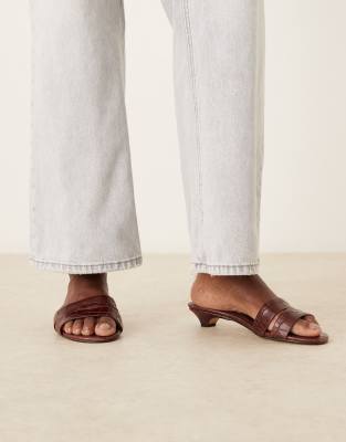 ALDO - Scarletta - Sandalen aus Leder in Kroko-Schwarz mit Absatz