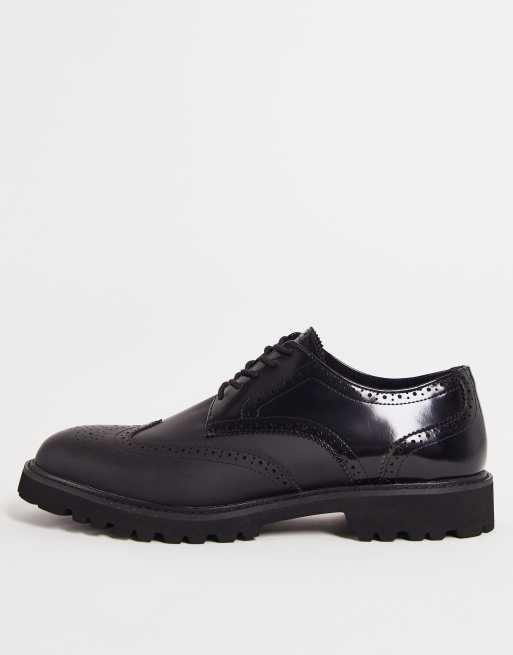 Aldo - Scarpe brogue in pelle con suola spessa, colore nero 