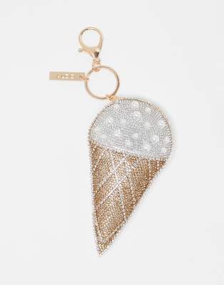 Scoops ice cream bag charm in gold-Brown