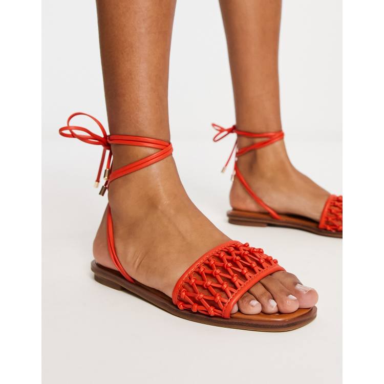 Aldo Seazen crochet lace up sandals in bright orange ASOS