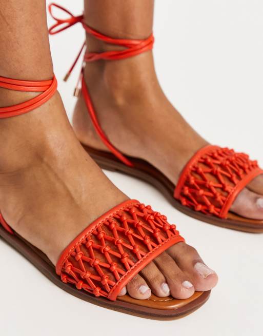 Aldo Seazen crochet lace up sandals in bright orange ASOS