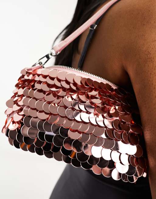 Rose gold sequin bag sale