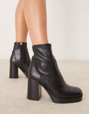 ALDO ALDO Seraphica platform sock ankle boots in black leather