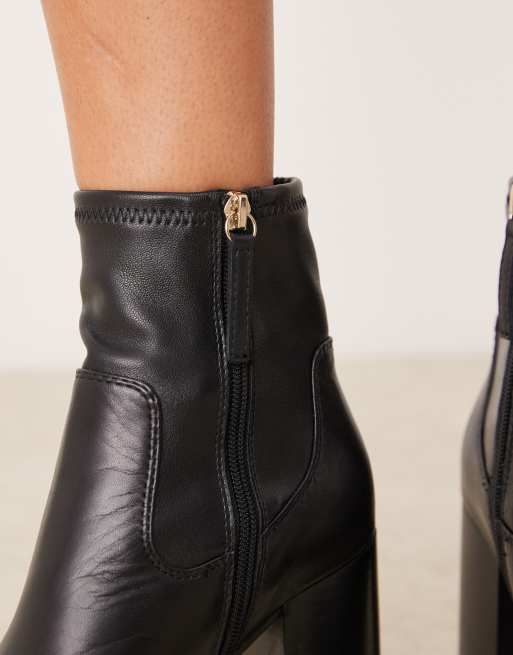 Black leather sock ankle boots hotsell