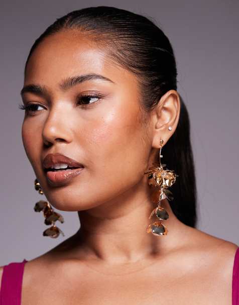 ALDO serrenna flower petal drop earrings in gold - view 1