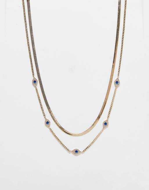 ALDO - Set van platte ketting en delicate ketting met oogjes in goud
