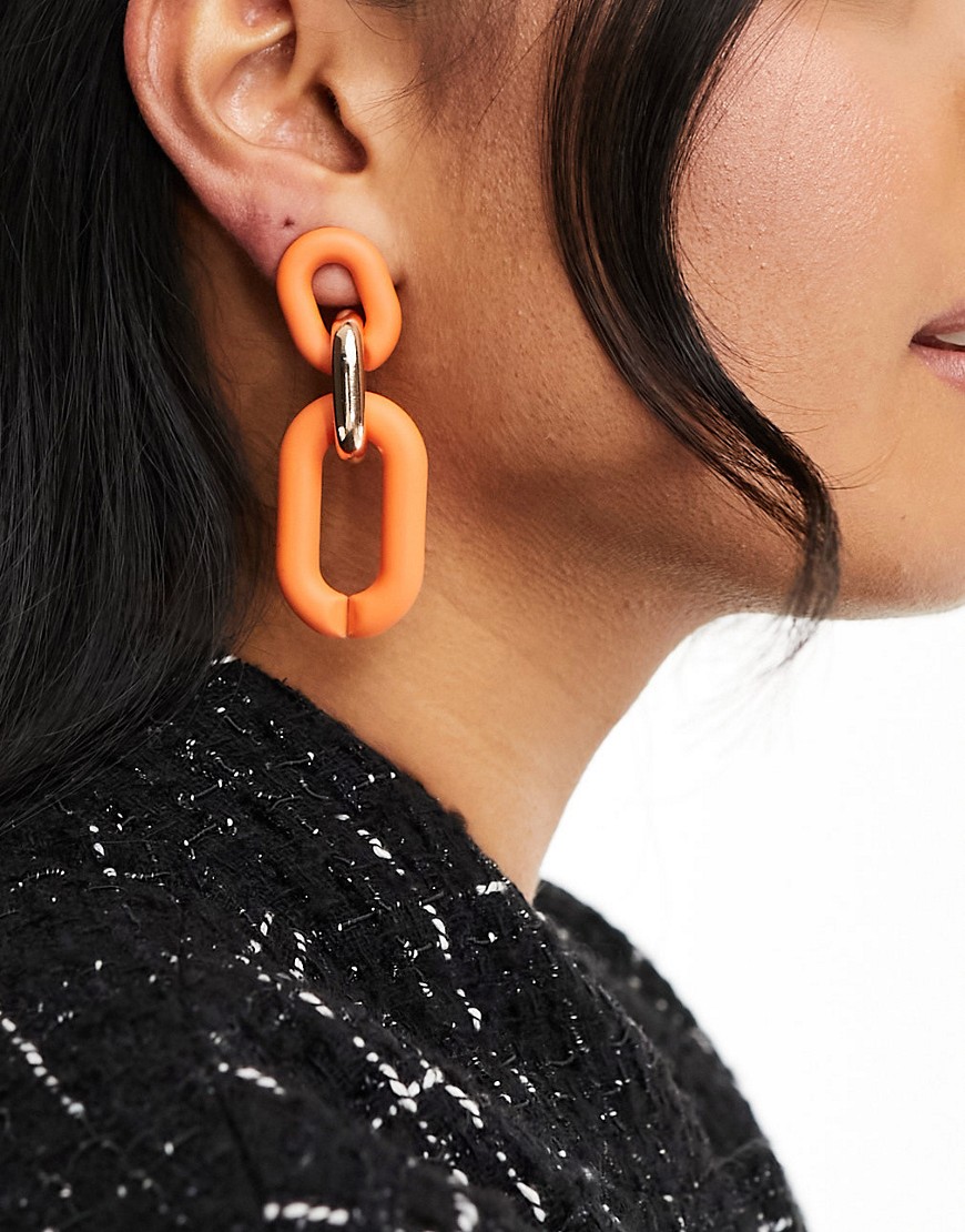 ALDO Sevyn chain link earrings in orange and gold