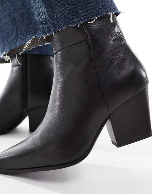 ALDO – Shanah – Czarne skórzane buty do kostki na obcasie klockowym, 3 z 4