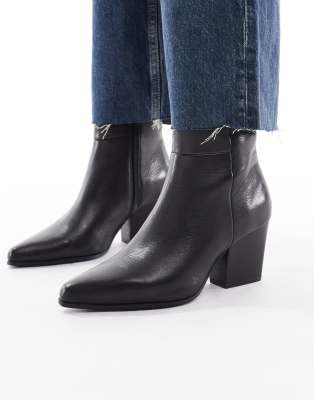 ALDO - Shanah - Stiefeletten aus schwarzem Leder mit Blockabsatz