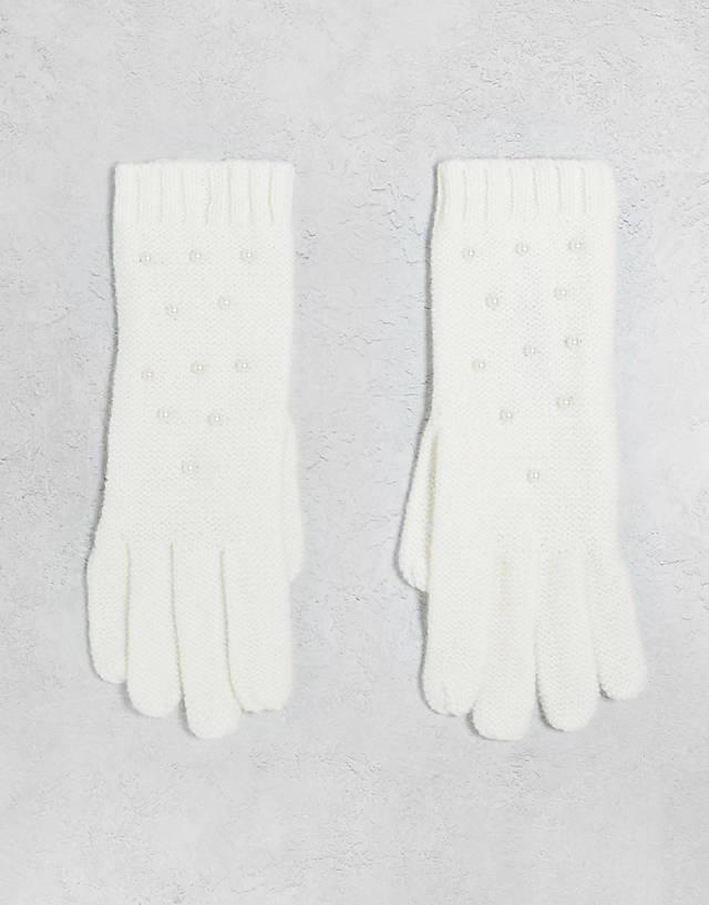 ALDO - shaniee pearl embellished gloves in white