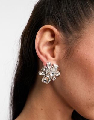 ALDO Sirassi statement bejewelled earrings in silver
