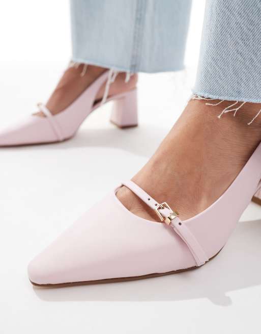 ALDO Skepper slingback block heeled shoes in light pink
