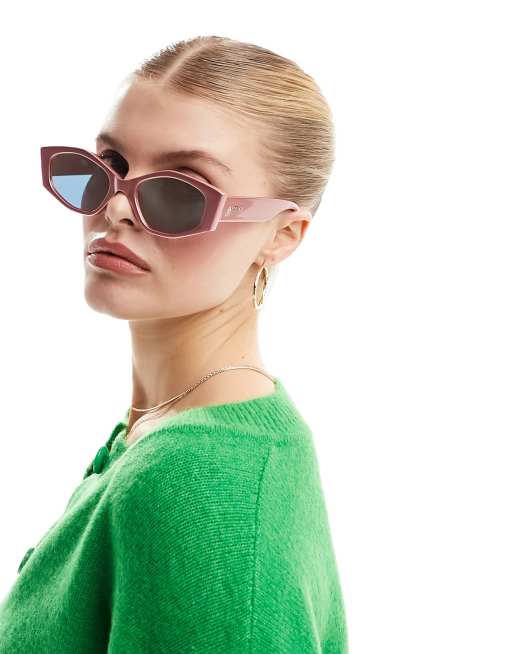 ALDO slim hexagonal sunglasses in iridescent pink | ASOS display picture 3
