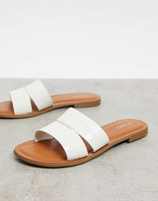 Aldo slip on mule sandals in white ASOS