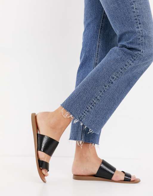aldo black flat sandals