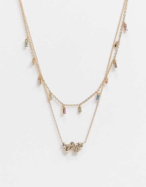 ALDO Soames pastel gem multirow necklace in gold