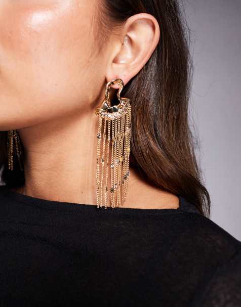 ALDO Solleenne statement molten stud and tassel earrings in gold tone - view 1