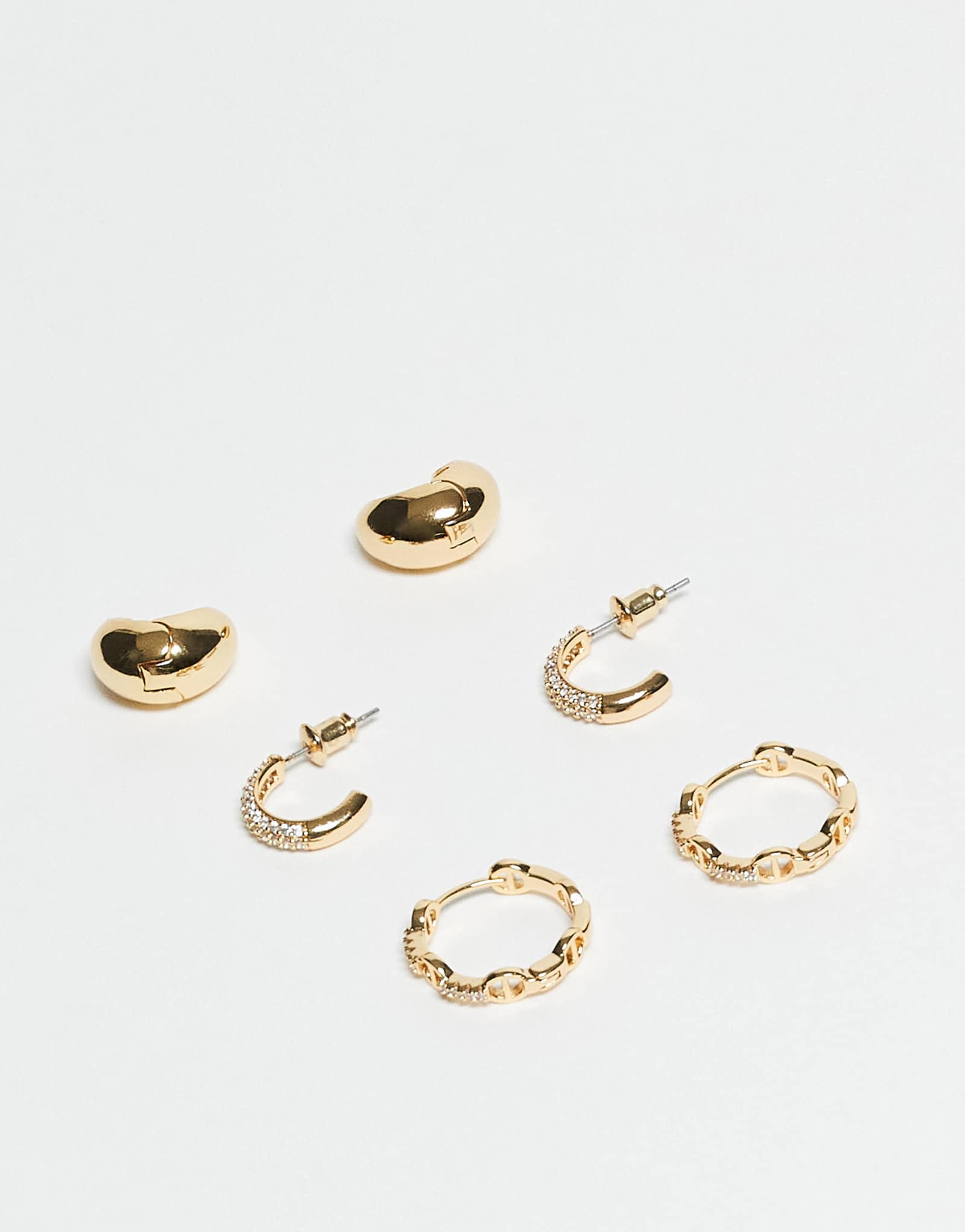 ALDO sophia - набор из 3 золотых сережек с инкрустацией, каплевидной формы и на цепочке