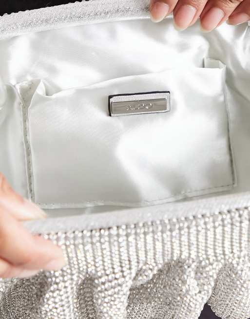 ALDO specchio crystal frame top clutch bag in silver crystal