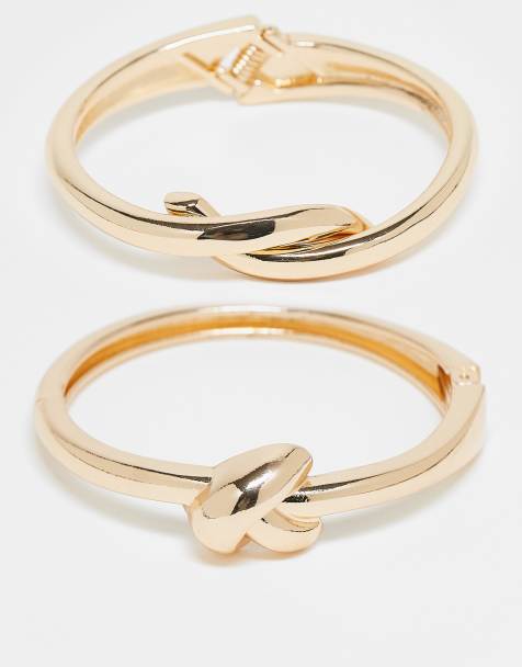 ALDO - Sæt med 2 guldfarvede armbånd med lagdelt design og knudedetalje - view 1