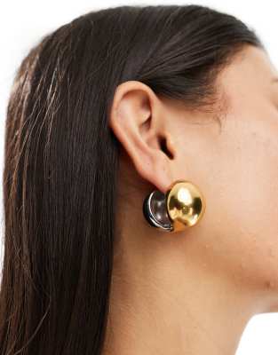 ALDO stainless steel chunky 3D dome earrings in gold