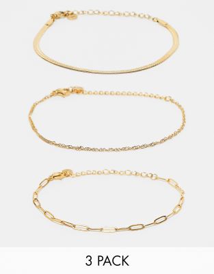 ALDO ALDO stainless steel pack of 3 chain bracelets in gold