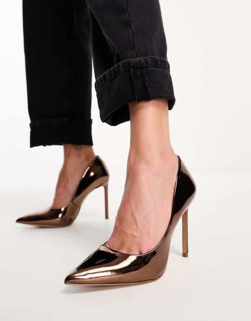 ALDO – Stessy 2.0 – Brązowe lustrzane czółenka na obcasie, 3 z 4