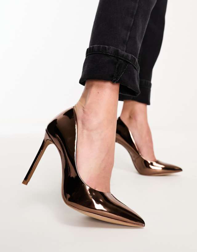 ALDO - stessy 2.0 court heeled court shoes in bronze mirror